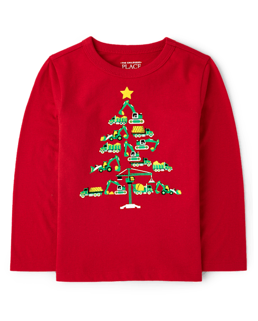 Baby And Toddler Boys Christmas Tree Vehicle Graphic Tee