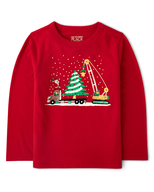 Baby And Toddler Boys Christmas Construction Vehicle Graphic Tee