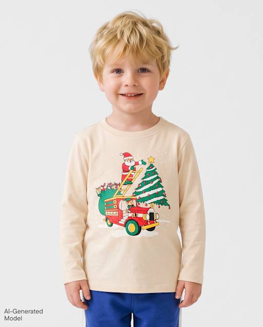 Baby And Toddler Boys Christmas Vehicle Graphic Tee