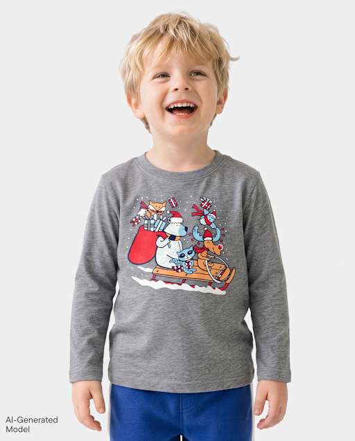 Baby And Toddler Boys Christmas Sleigh Graphic Tee