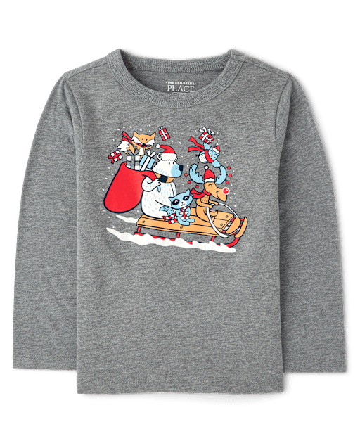 Baby And Toddler Boys Christmas Sleigh Graphic Tee