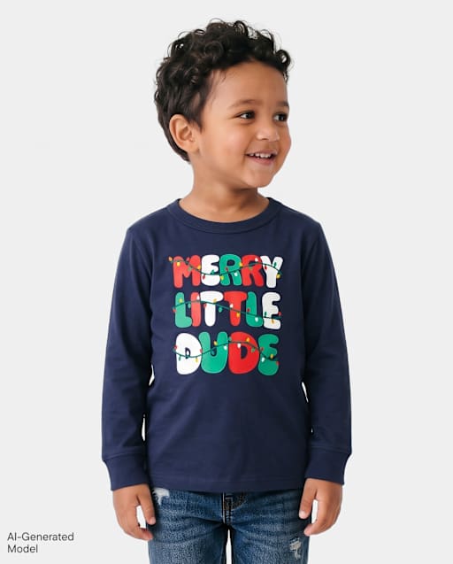 Baby And Toddler Boys Christmas Merry Dude Graphic Tee