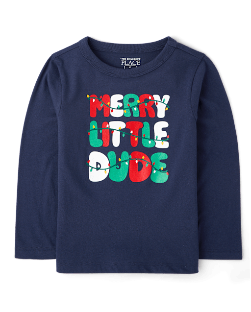 Baby And Toddler Boys Christmas Merry Dude Graphic Tee