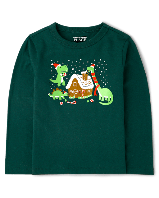 Baby And Toddler Boys Christmas Dino Graphic Tee