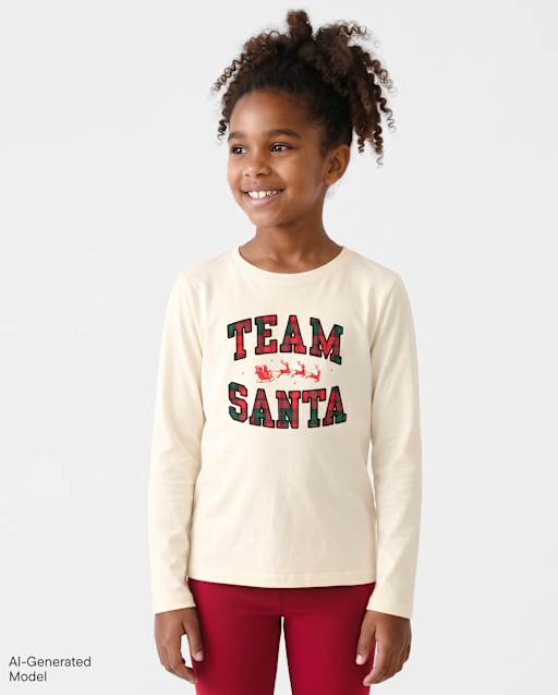 Kids Matching Family Christmas Team Santa Graphic Tee