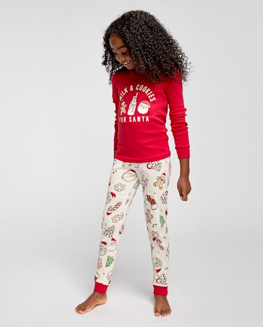 Kids Milk And Cookies Snug Fit Cotton Pajamas