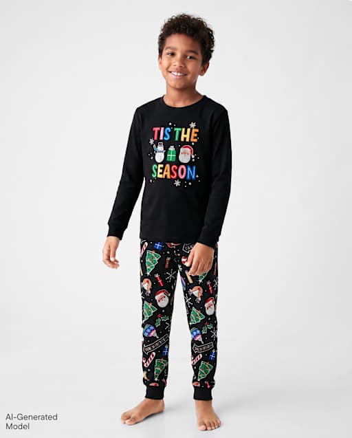 Kids Matching Family Glow Tis' The Season Snug Fit Cotton Pajamas