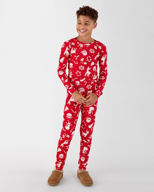 Kids Matching Family Christmas Icon Snug Fit Cotton Pajamas