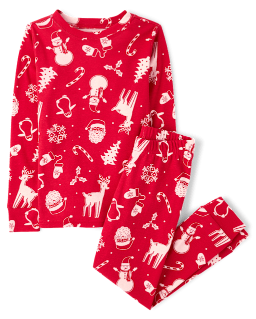 Kids Matching Family Christmas Icon Snug Fit Cotton Pajamas