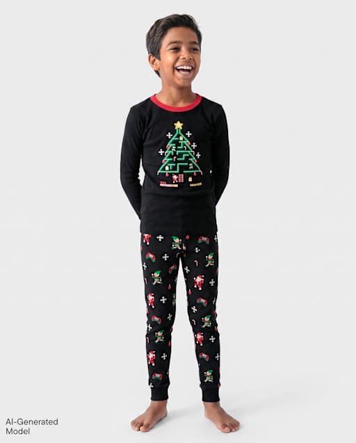 Boys Glow Christmas Video Game Snug Fit Cotton Pajamas