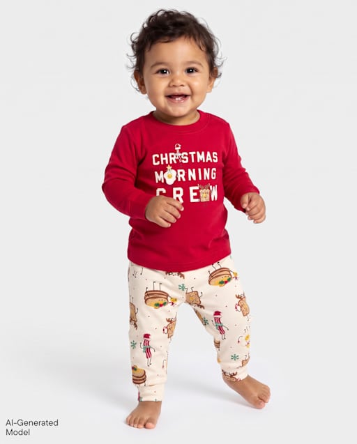 Baby And Toddler Matching Family Christmas Morning Crew Snug Fit Cotton Pajamas