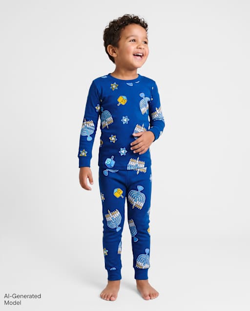 Baby And Toddler Matching Family Glow Hanukkah Snug Fit Cotton Pajamas