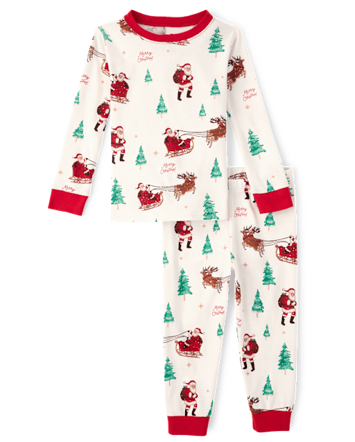 Baby And Toddler Matching Family Santa Sleigh Snug Fit Cotton Pajamas