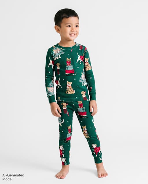 Baby And Toddler Matching Family Christmas Dogs Snug Fit Cotton Pajamas
