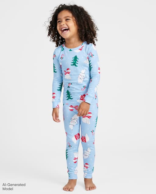 Baby And Toddler Matching Family Christmas Polar Bear Snug Fit Cotton Pajamas