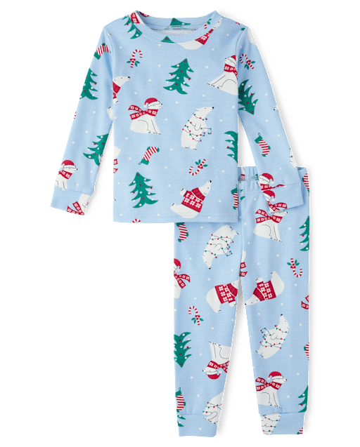 Baby And Toddler Matching Family Christmas Polar Bear Snug Fit Cotton Pajamas