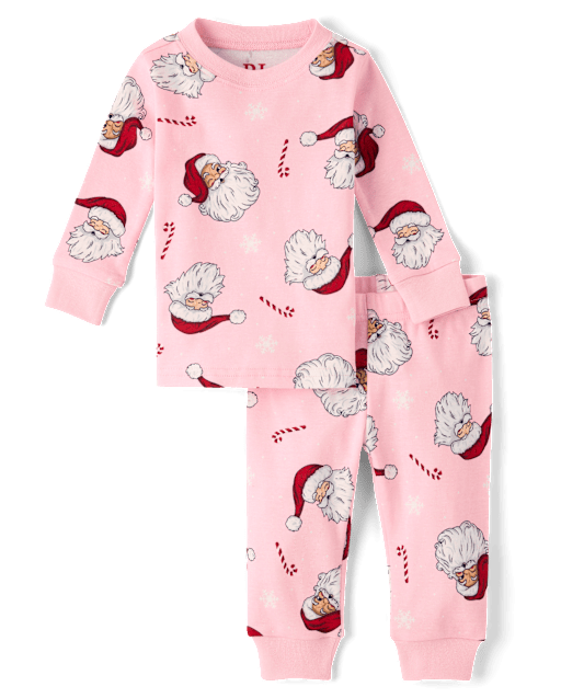 Pyjamas en coton ajustés assortis pour bébés et petites filles, motif Père Noël, pour toute la famille