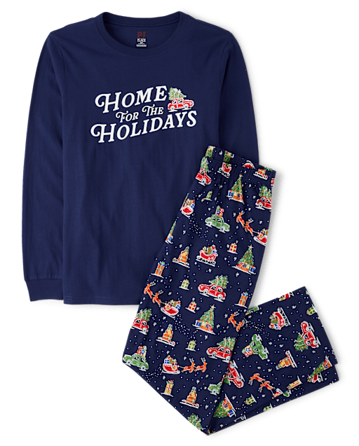 Pyjamas en coton assortis pour adultes, parfaits pour les fêtes de fin d'année en famille