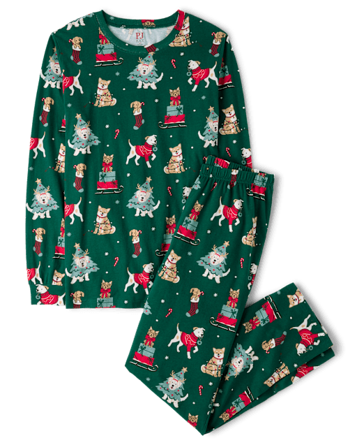 Adult Matching Family Christmas Dogs Cotton Pajamas
