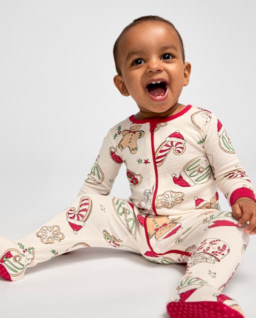 Baby And Toddler Matching Family Milk And Cookies Snug Fit Cotton Footed One Piece Pajamas
