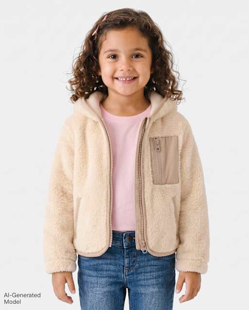 Toddler Girls Heavyweight Sherpa Zip Up Hoodie