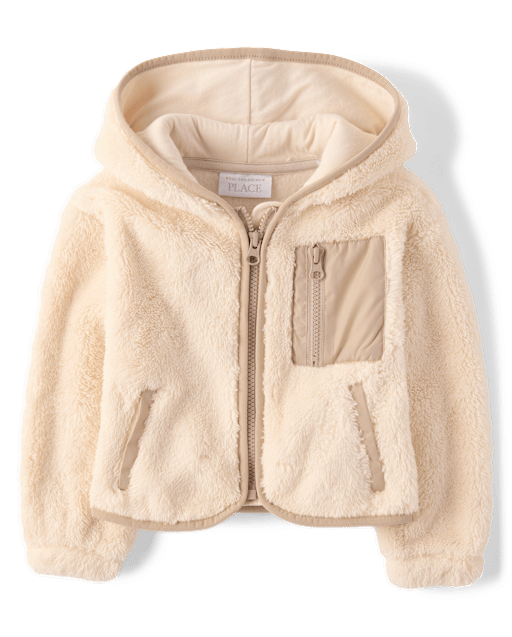 Toddler Girls Heavyweight Sherpa Zip Up Hoodie