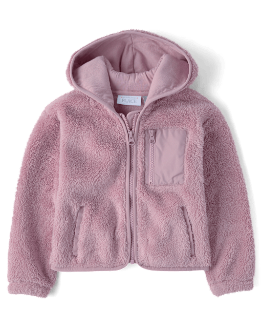 Toddler Girls Heavyweight Sherpa Zip Up Hoodie