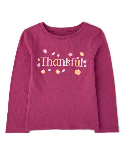 Baby And Toddler Girls Thankful Graphic Tee
