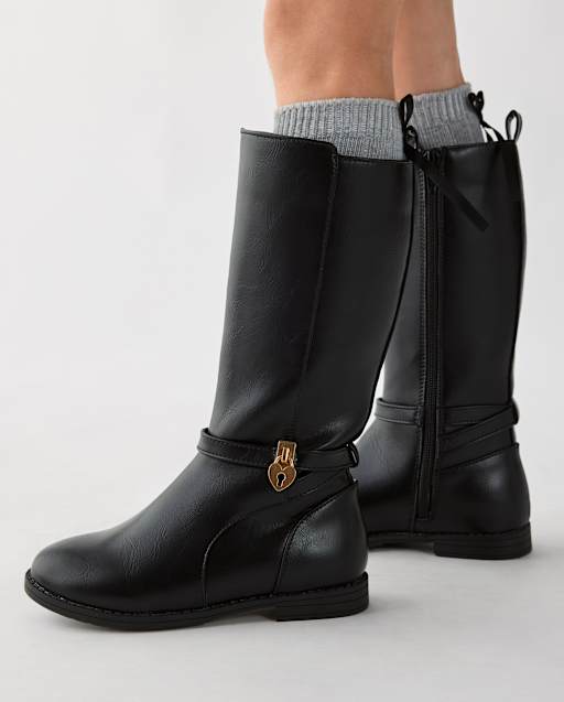 Girls Heart Charm Tall Boots