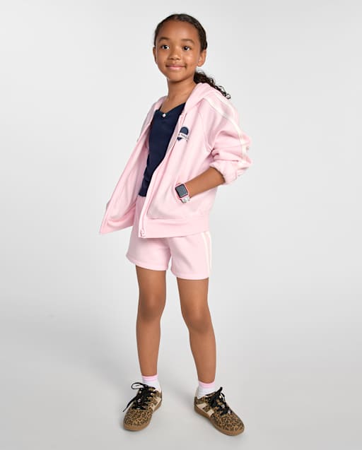 Girls Side Stripe Premium Fleece Shorts