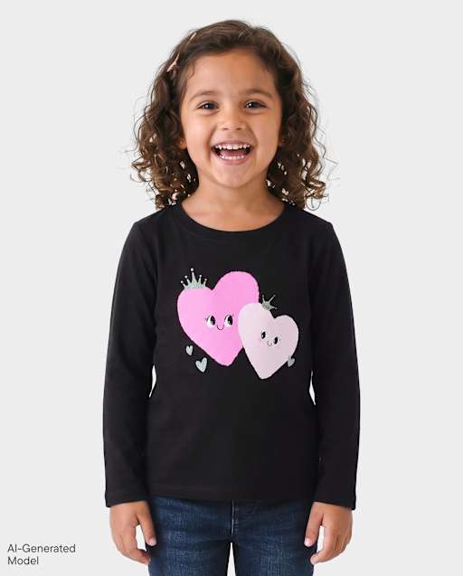 T-shirt à motif cœur pour bébés et petites filles
