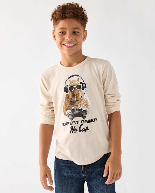 \T-shirt graphique Capybara Gamer pour garçon\