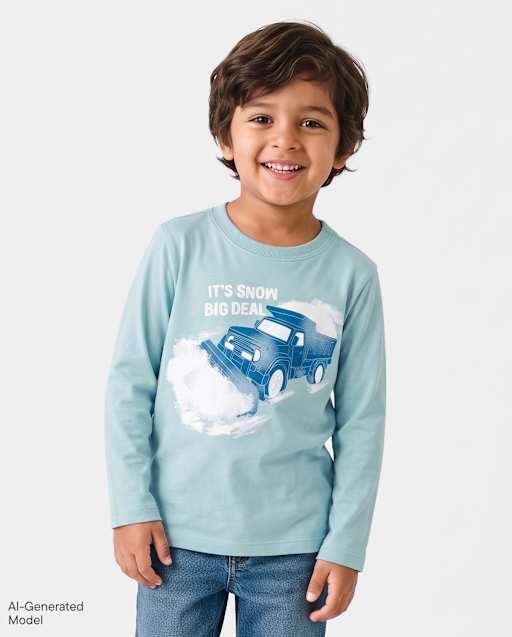 Baby And Toddler Boys Winter Truck Graphic Tee