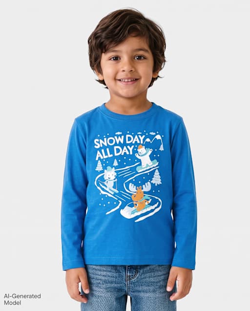 Baby And Toddler Boys Snow Day Graphic Tee
