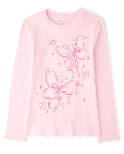 Girls Ribbon Butterfly Graphic Tee