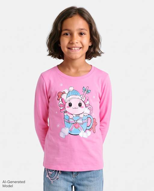 Girls Winter Axolotl Graphic Tee