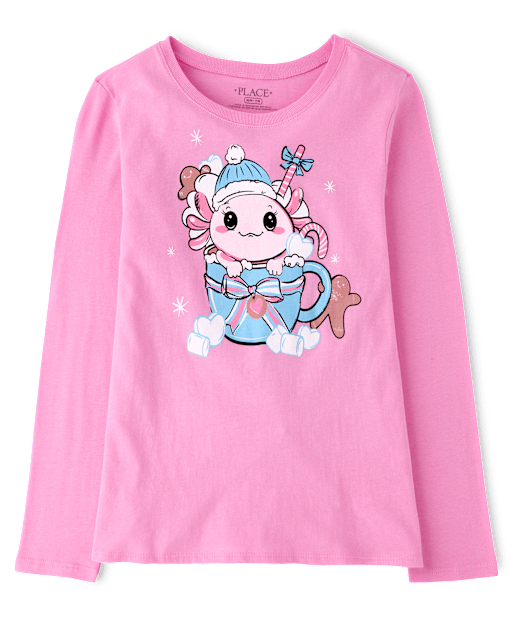 Girls Winter Axolotl Graphic Tee