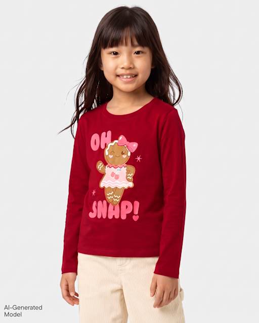 Girls Christmas Gingerbread Graphic Tee