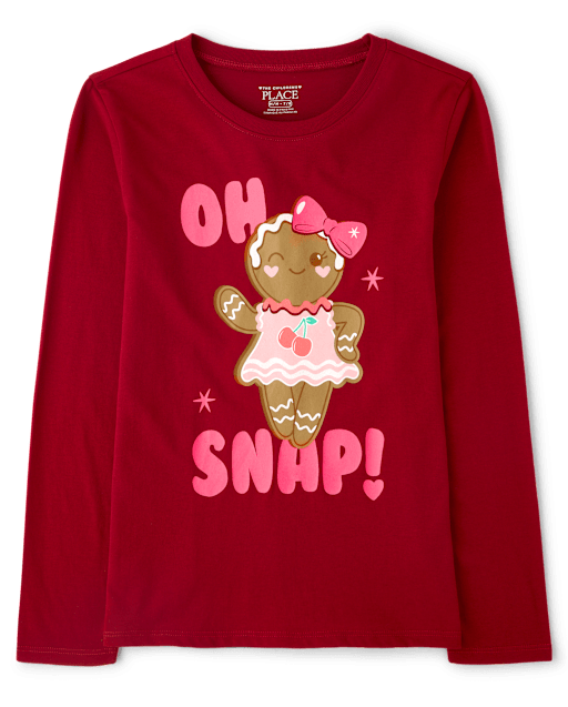 Girls Christmas Gingerbread Graphic Tee