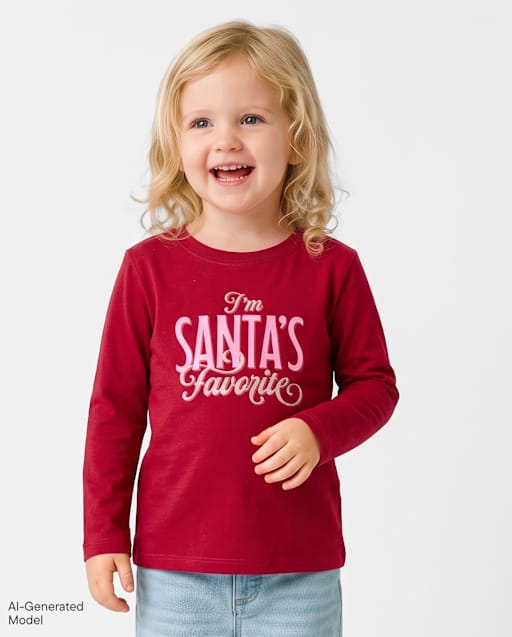 Baby And Toddler Girls Christmas Santa's Favorite Graphic Tee