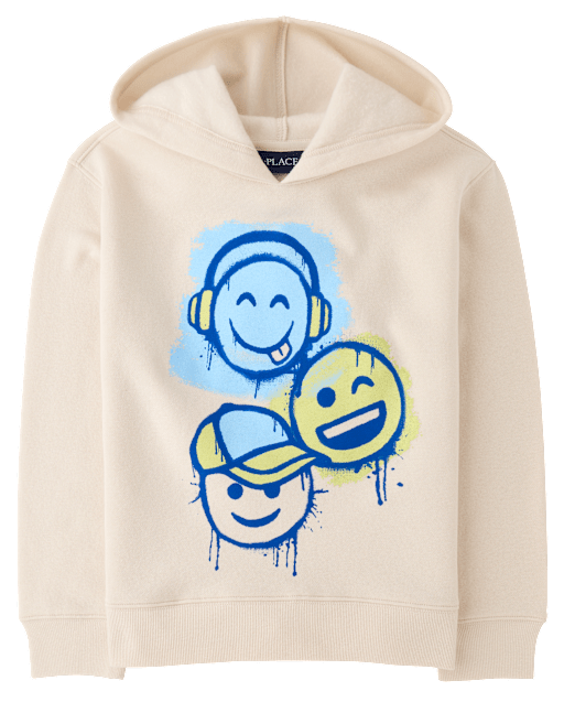 Boys Happy Face Premium Fleece Hoodie