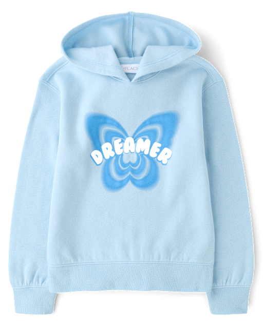 Girls Dreamer Butterfly Premium Fleece Hoodie
