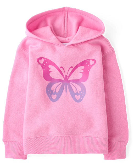 Baby And Toddler Girls Ombre Butterfly Premium Fleece Hoodie