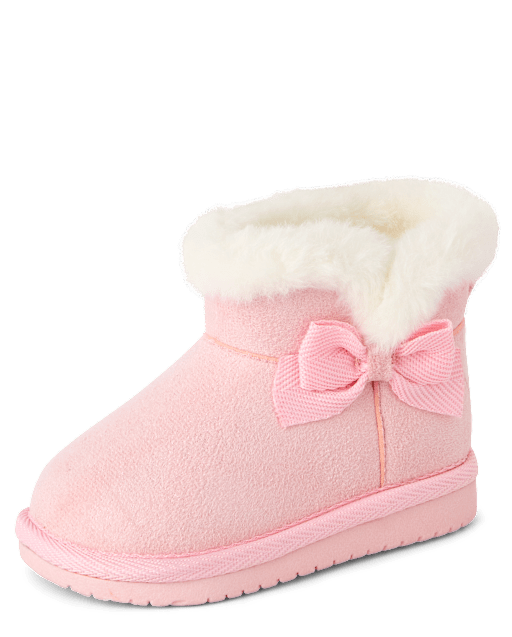 Baby Girls Bow First Steps Teddy Boots
