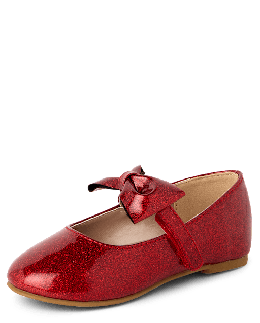 Toddler Girls Glitter Bow Ballet Flats