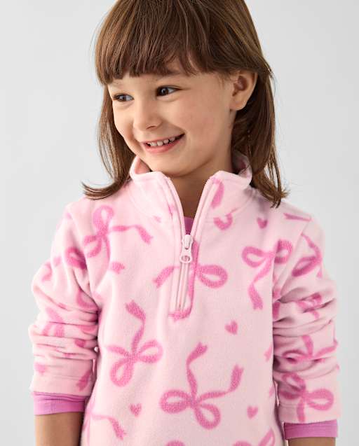 Toddler Girls Print Microfleece Quarter Zip Pullover