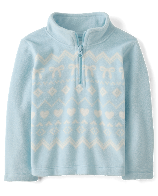 Toddler Girls Print Microfleece Quarter Zip Pullover