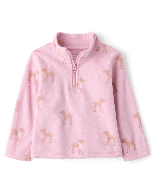 Toddler Girls Print Microfleece Quarter Zip Pullover