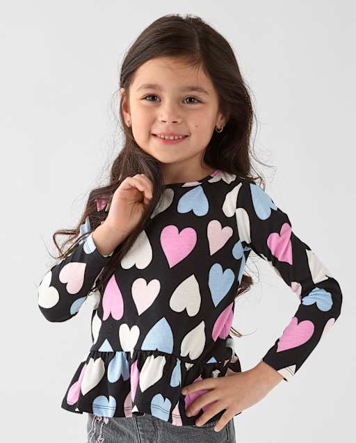Toddler Girls Print Peplum Top