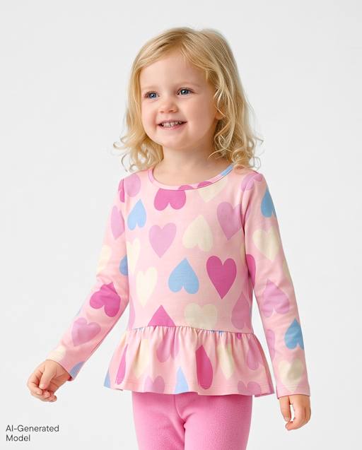 Toddler Girls Print Peplum Top
